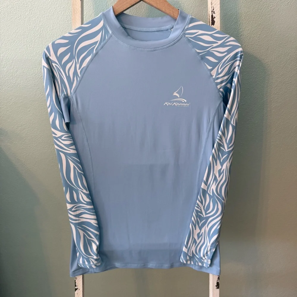 Kai Kanani Girls UPF 50 Swim Rash Guard Long Sleeve Size XL Light Blue